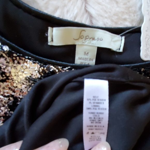 Soprano Silver/black sleeveless metallic sequin dress Med. NWT - Picture 5 of 8